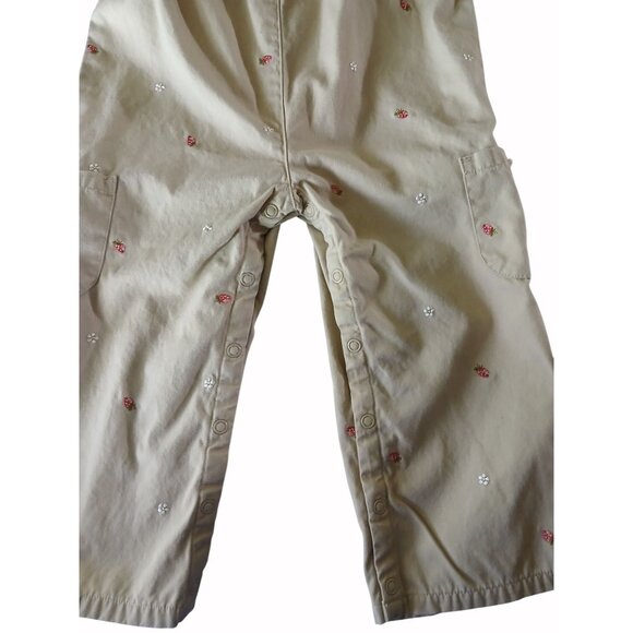Gymboree Girls 3T White Cardigan Tan Overalls Strawberry Patch Set Embroidered - Picture 13 of 16